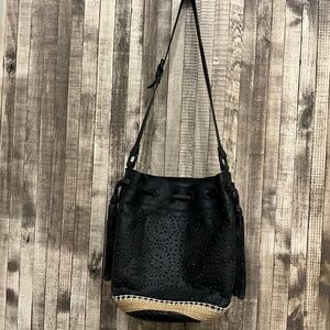 CLEOBELLA BLACK LEATHER CROSSBODY. BAG